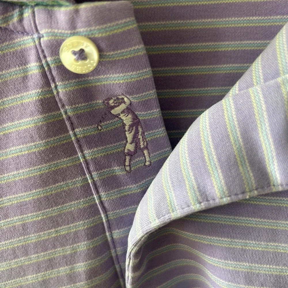Bobby Jones Golf Polo Men’s XL Purple Striped 100% Cotton Shirt